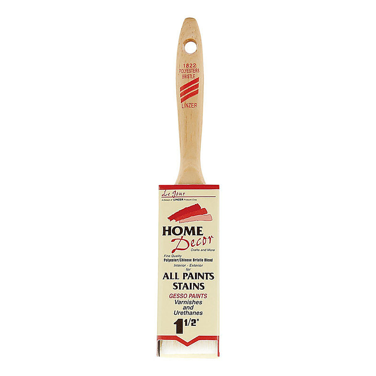 Linzer 1822-15 Home Decor 1-1/2 in. W Flat Paint Brush