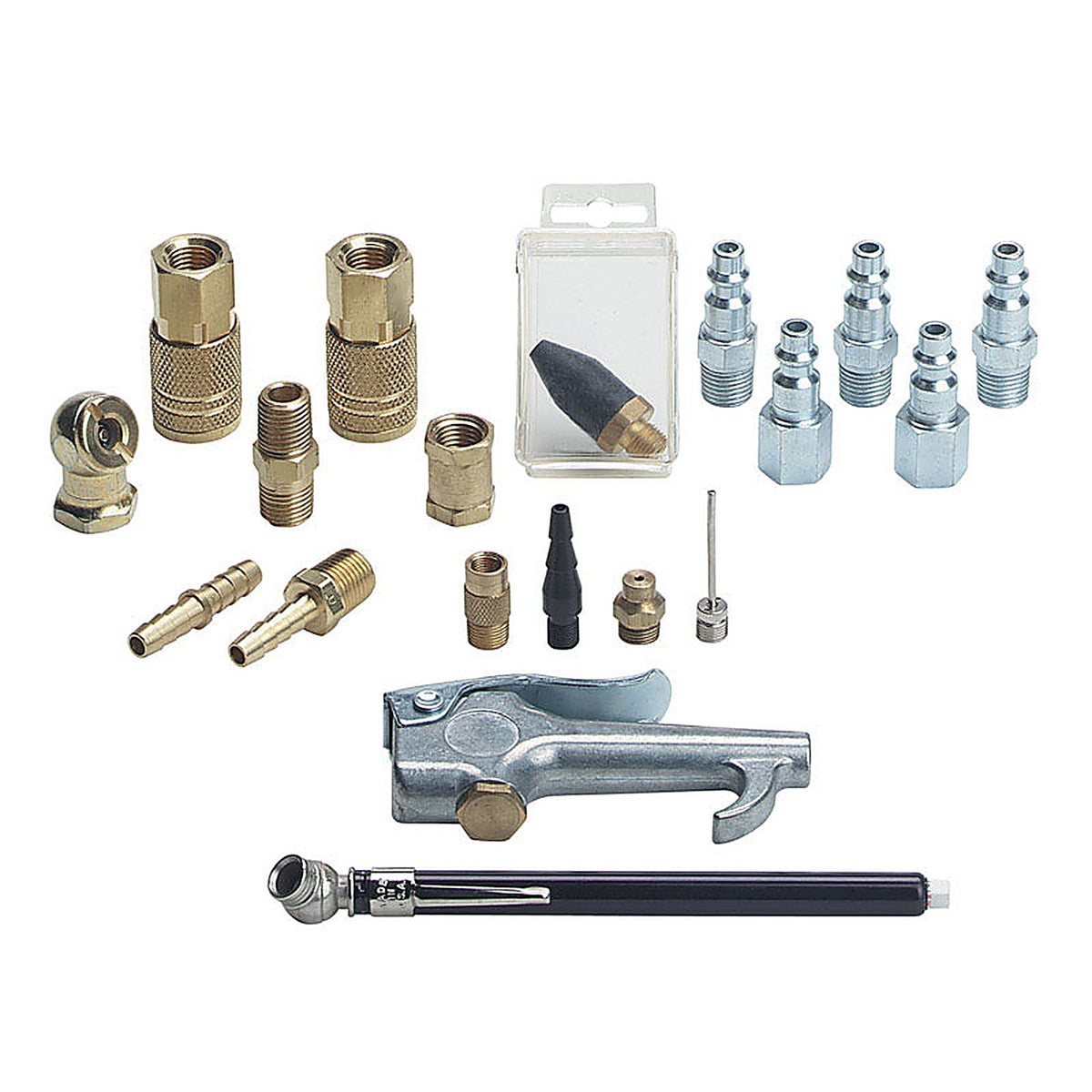 Tru-Flate TRFL41175 Brass/Steel Air Coupler and Plug Set 1/4 in. Female 19 pc