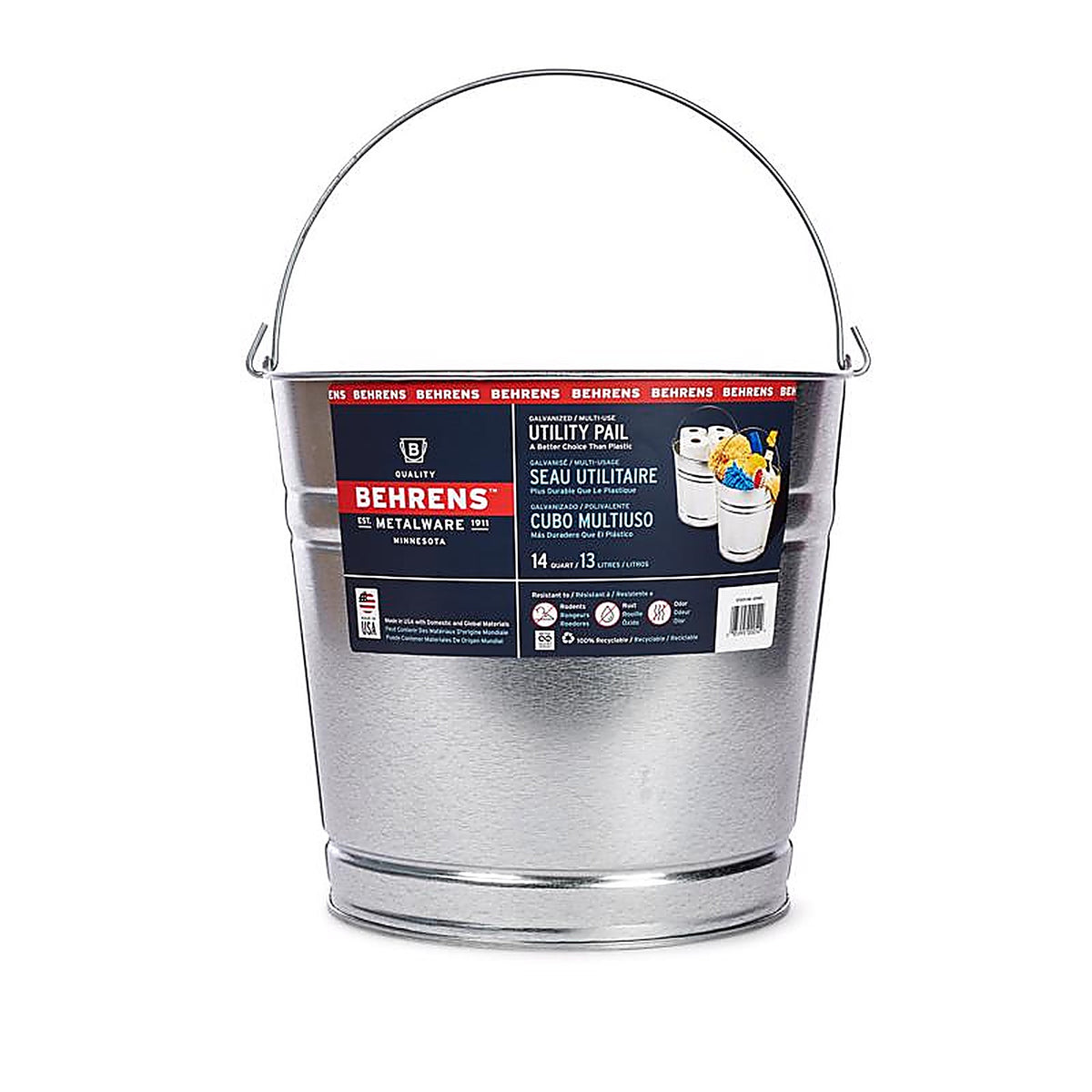 Behrens 1214 14 qt. Galvanized Pail Gray