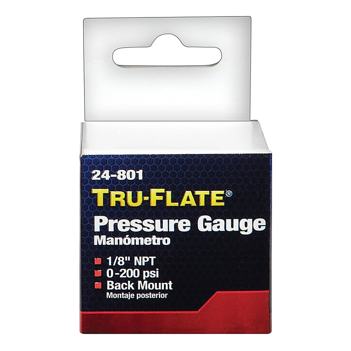 Tru-Flate 24801 Plastic/Steel Mini Air Line Rugged Gauge 1/8 in. NPT 200 psi 1/pc.