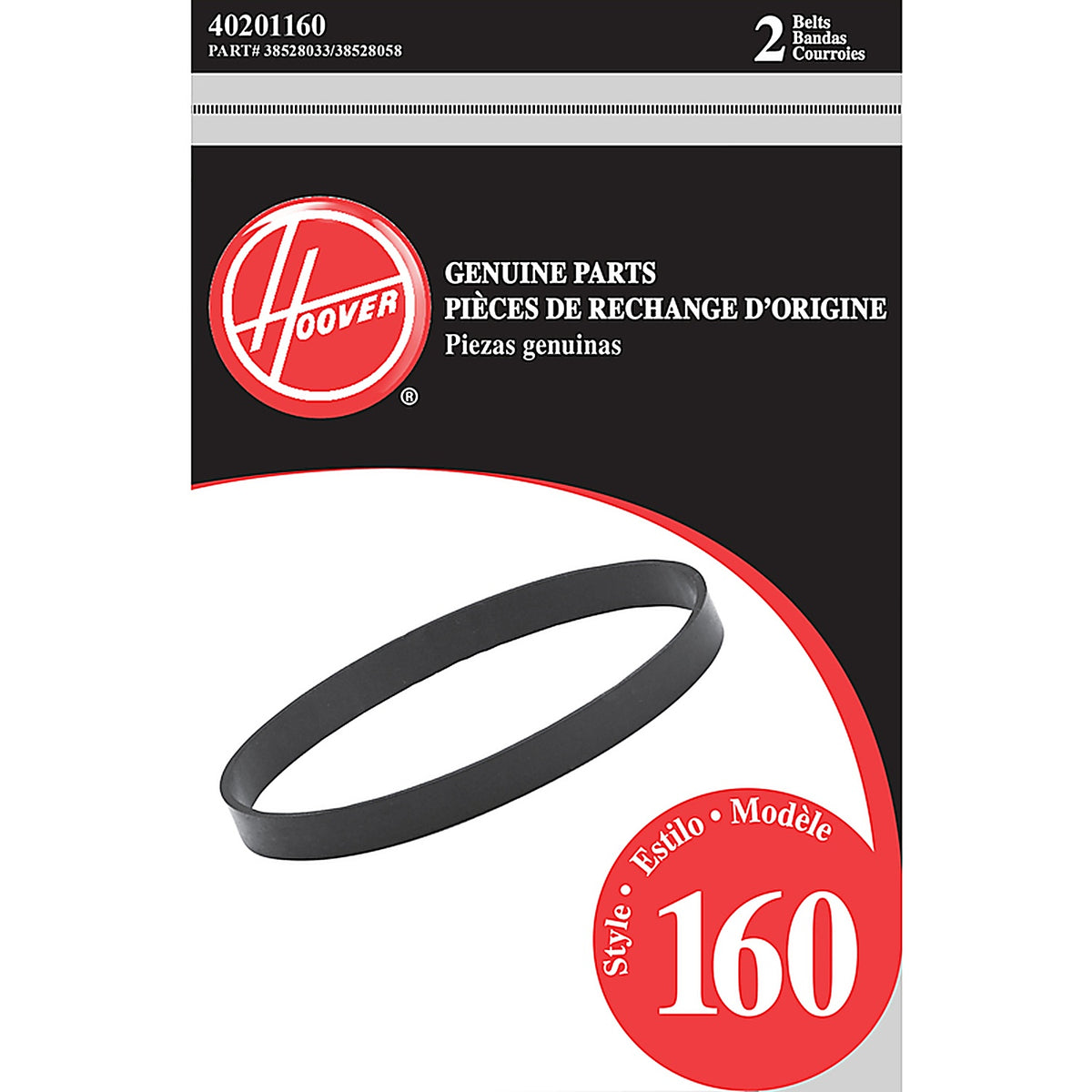 Hoover - 40201160 - Windtunnel Vacuum Belt 2 Pack Style 160