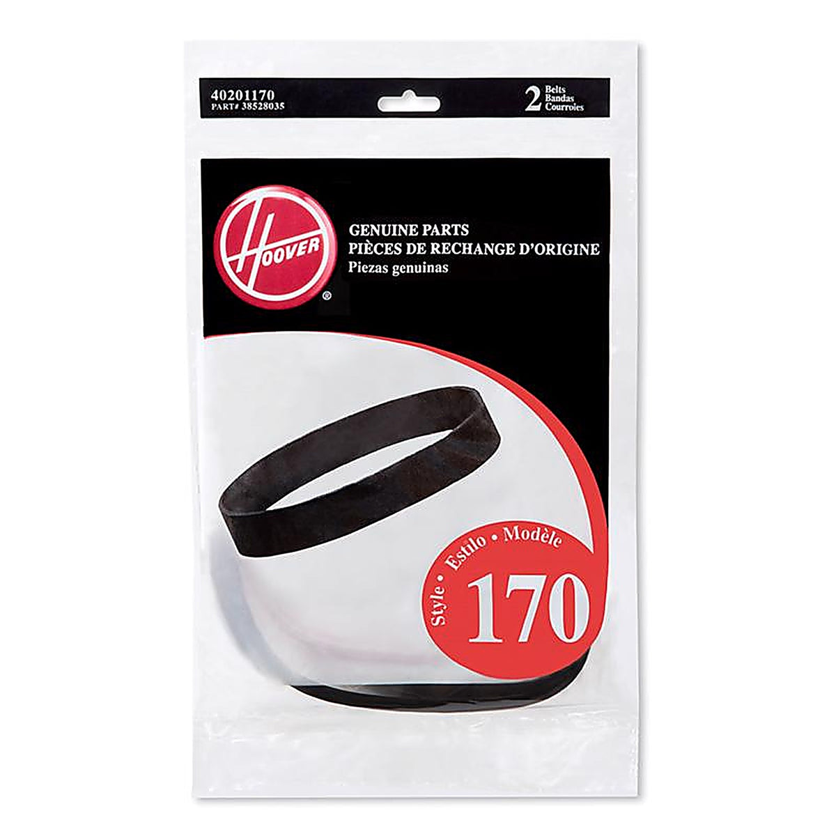 Hoover - 40201170 - Vacuum Belt for Self-Propelled Bagged or Bagless Units 2 Pack Style 170