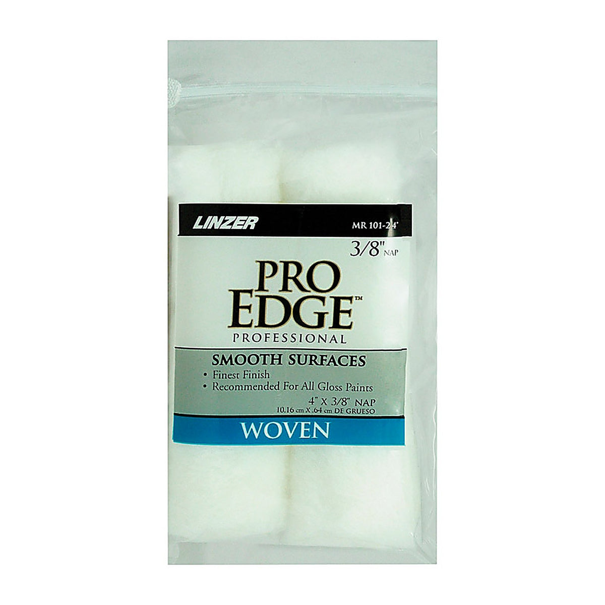 Linzer MR101-20400 Pro Edge Fabric 4 in. W x 3/8 in. Mini Paint Roller Cover 2/Pack