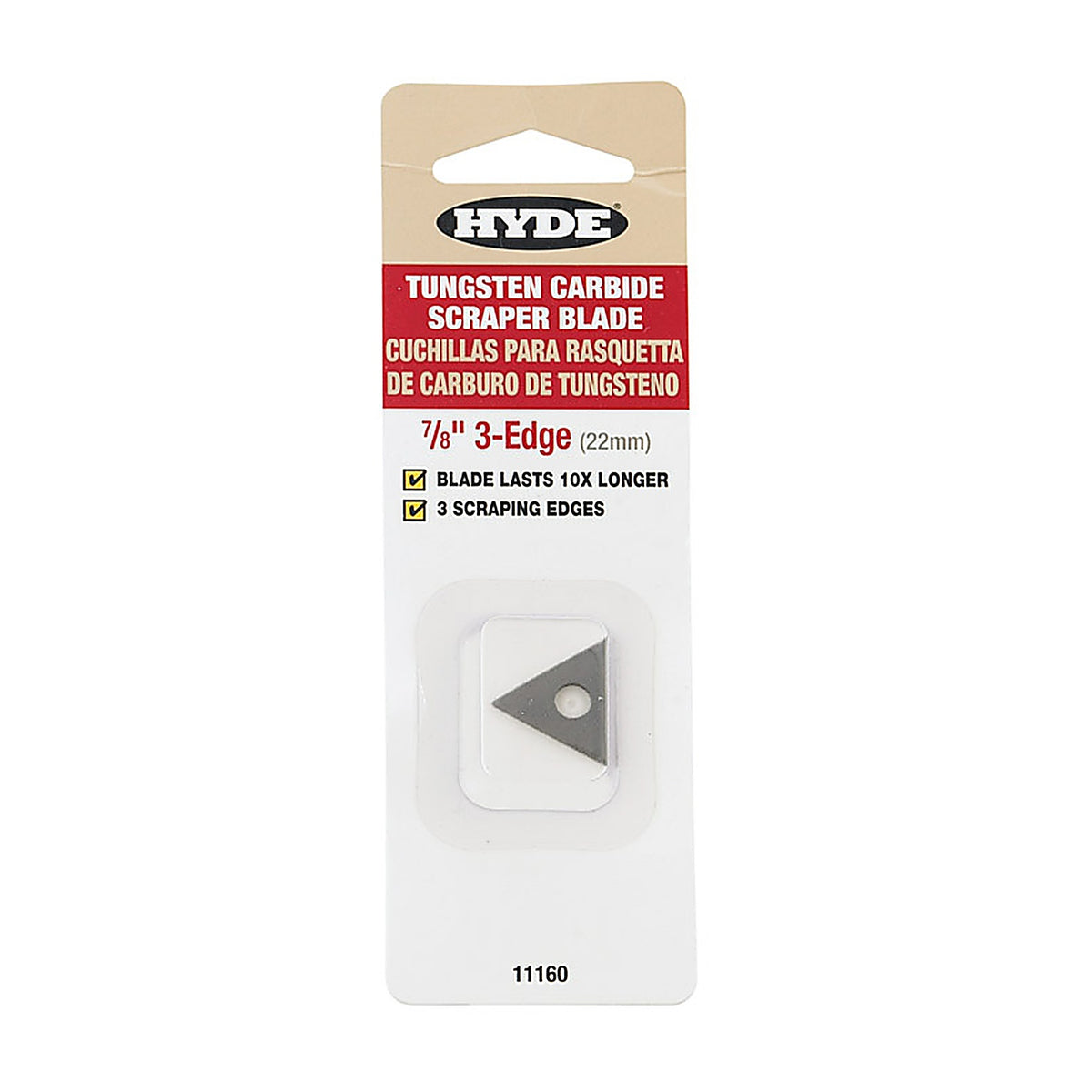 Hyde - 11160 - Maxxgrip Pro 7/8 In. W Tungsten Carbide Triple-Edge Scraper Blade