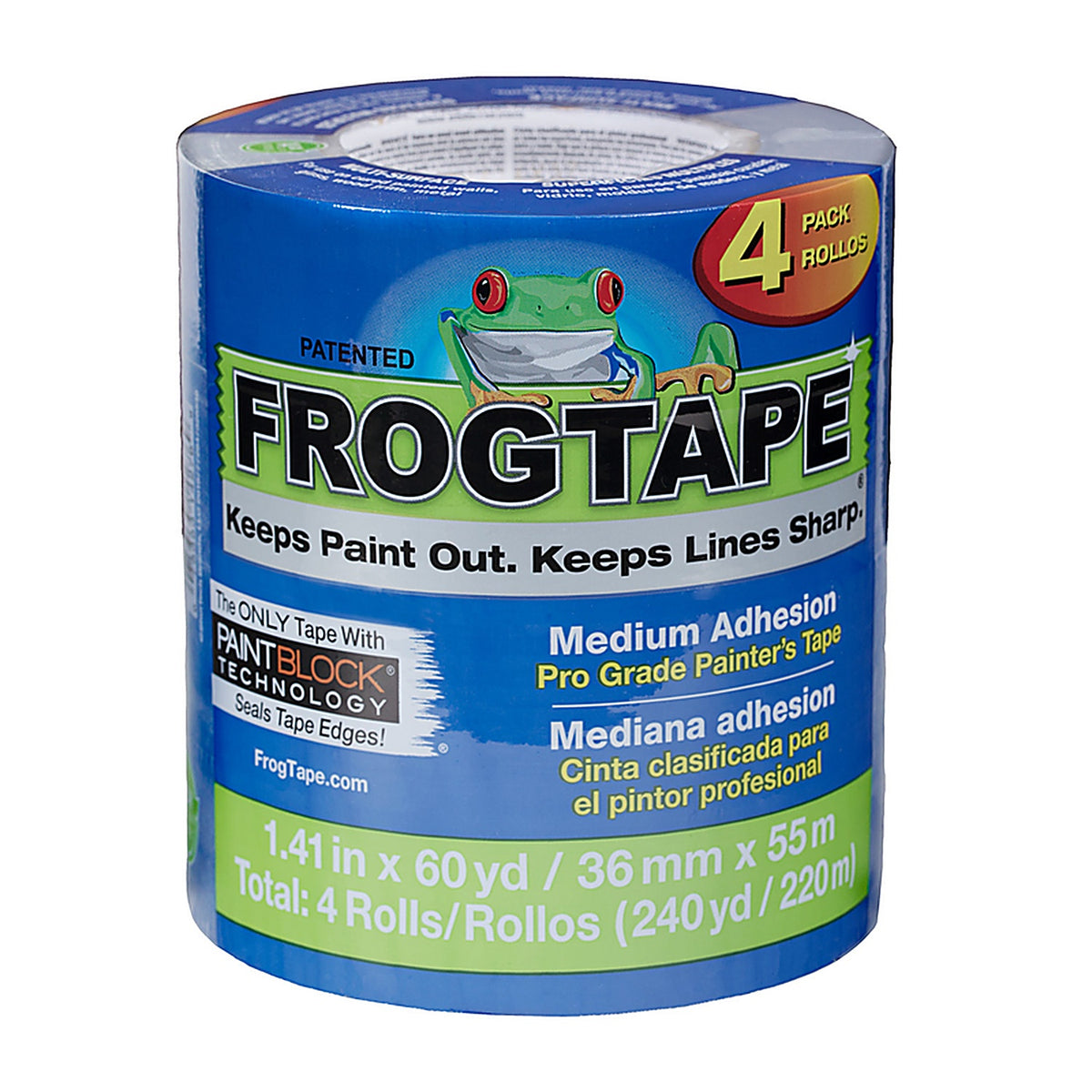 Frogtape - 105569 - Pro Grade 1.41 In. W X 60 Yd L Blue Medium Strength Painters Tape 4 Pack