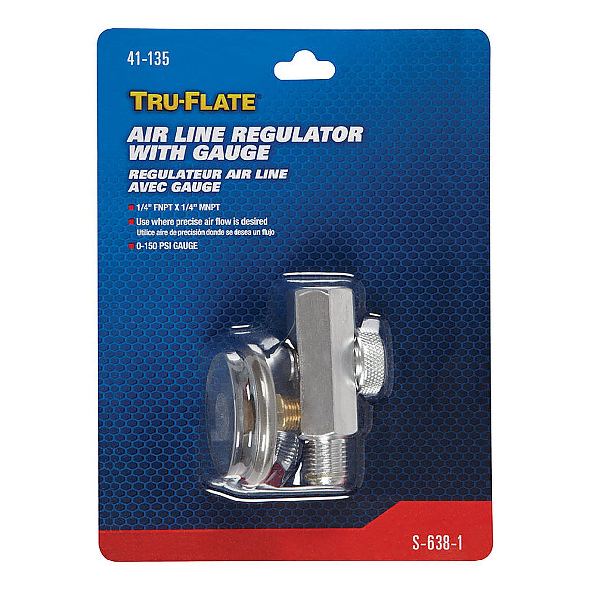 Tru-Flate TRFL41135 Steel Air Line Regulator with Gauge 1/4 in. NPT 150 psi 1 pc