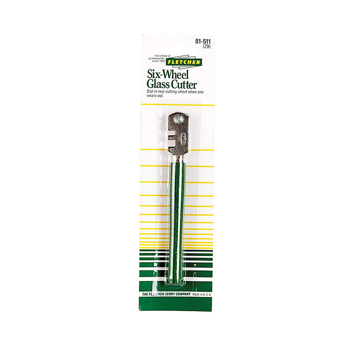 Fletcher-Terry 01-511 Six-Wheel 4 in. Fixed Blade Glass Cutter Green 1 pk