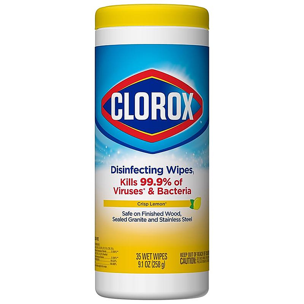 CLOROX 01594 Clorox Lemon Scent Disinfecting Wipes 35 ct 1 pk