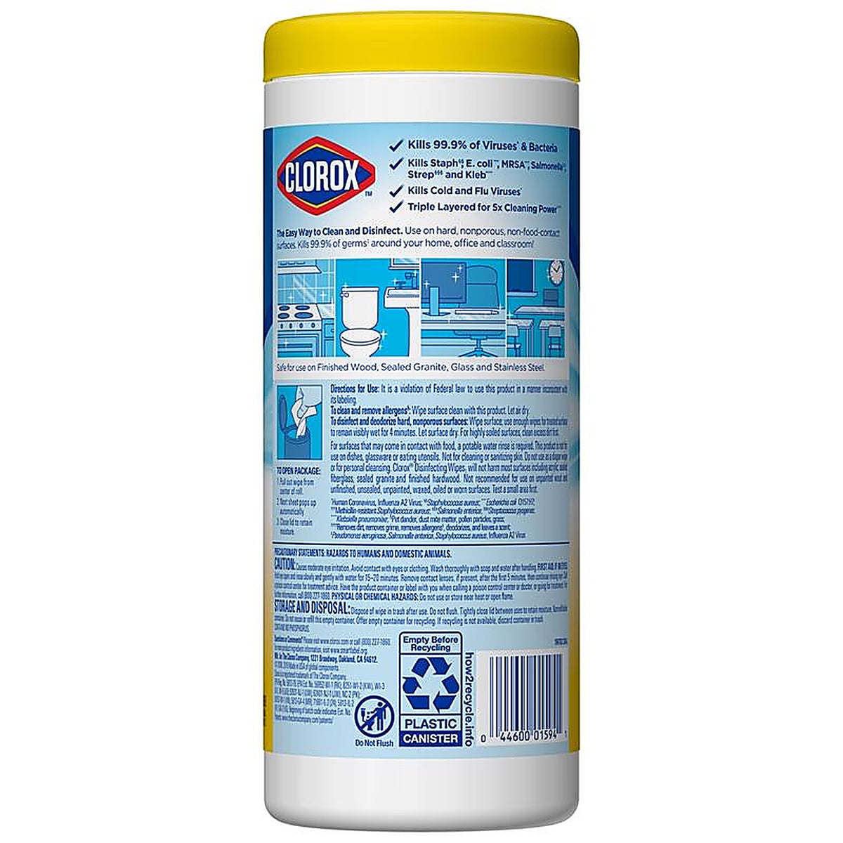 CLOROX 01594 Clorox Lemon Scent Disinfecting Wipes 35 ct 1 pk
