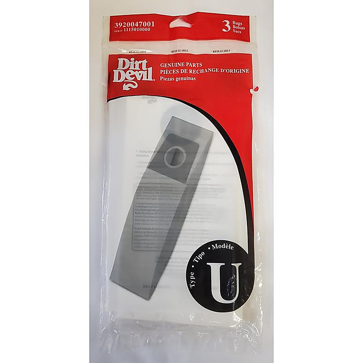 Dirt Devil - 3920047001 - Vacuum Bag 3 Pack Type U