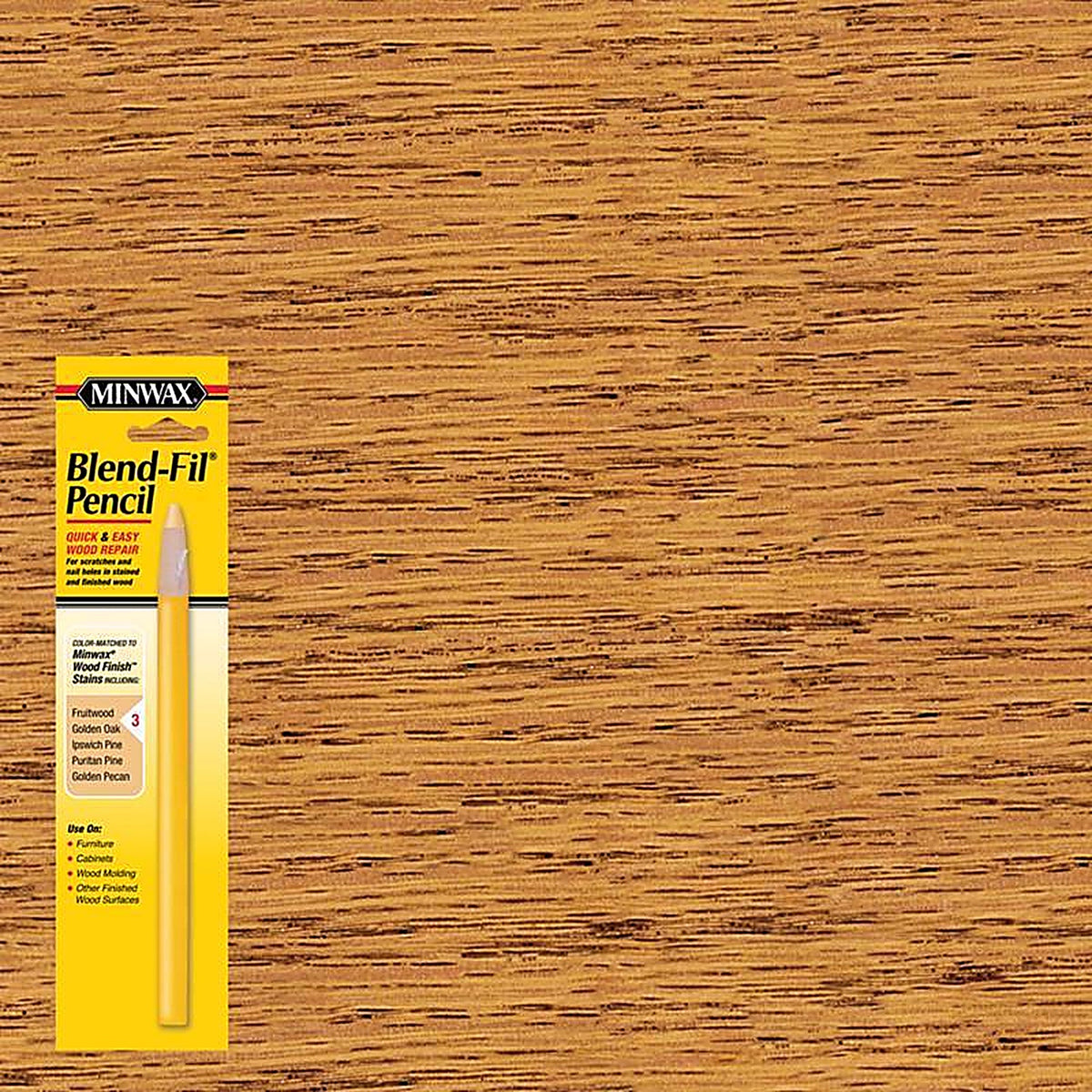 Minwax 110036666 Blend-Fil No. 3 Fruitwood, Golden Oak, Golden Pecan, Pine, Puritan Wood Pencil 1 oz