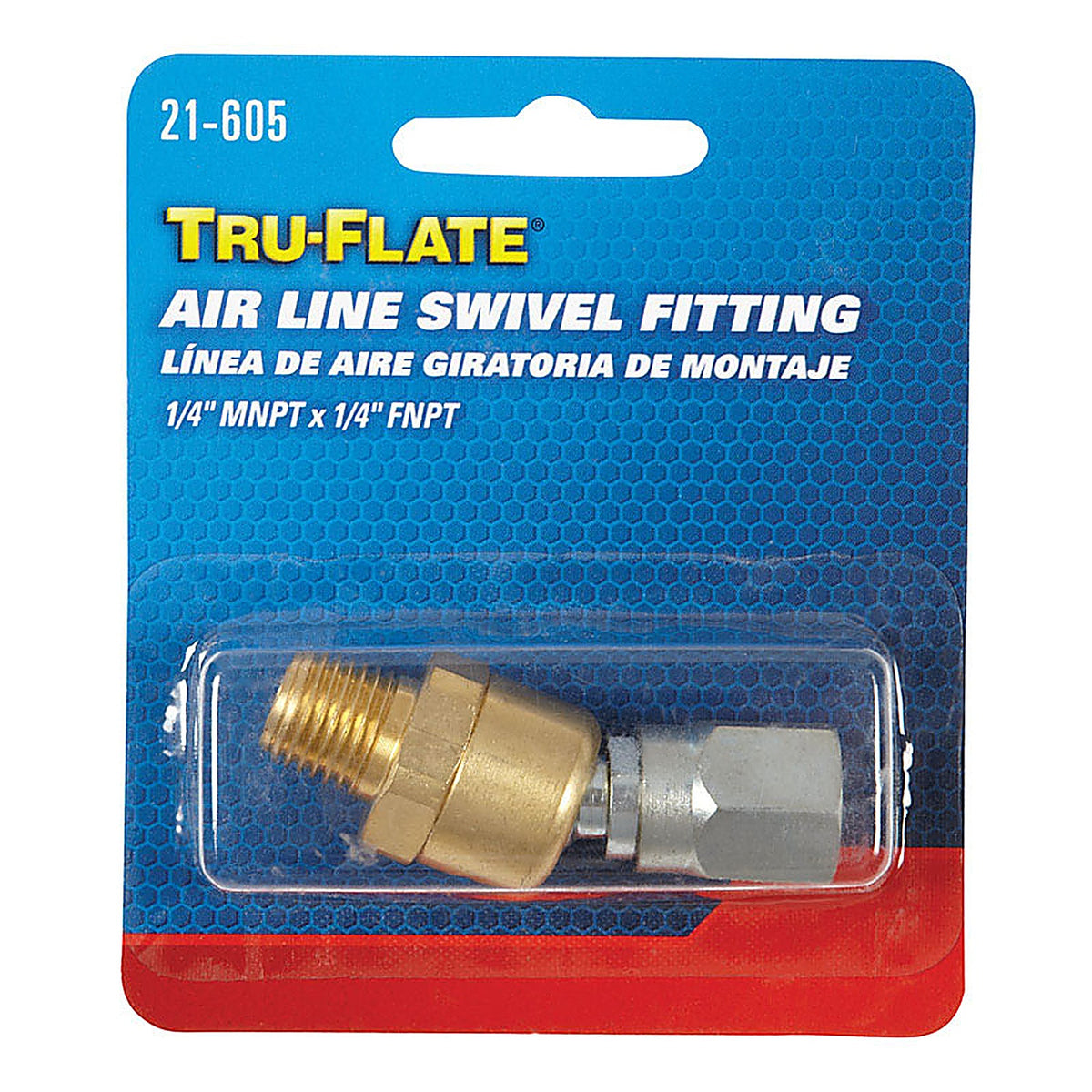 Tru-Flate TRFL21605 Brass/Steel Air Line Swivel Fitting 1/4 in. Male 2 pc