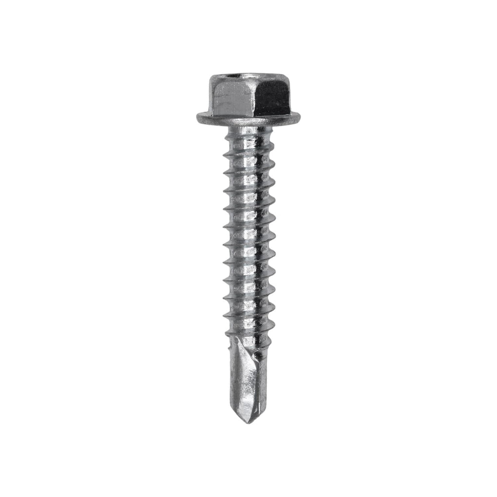 Auveco 11912 #12 X 1in. 1/4in. Indented Hex Washer Head Number 3 Super Teks Zinc