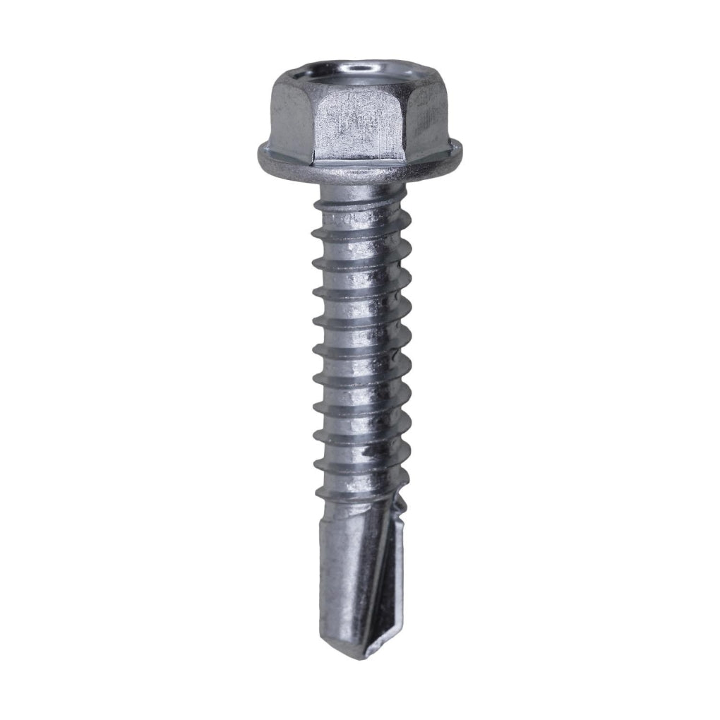 Auveco 11915 #14 X 1-1/4in. Indented Hex Washer Head Number 3 Super Teks Zinc