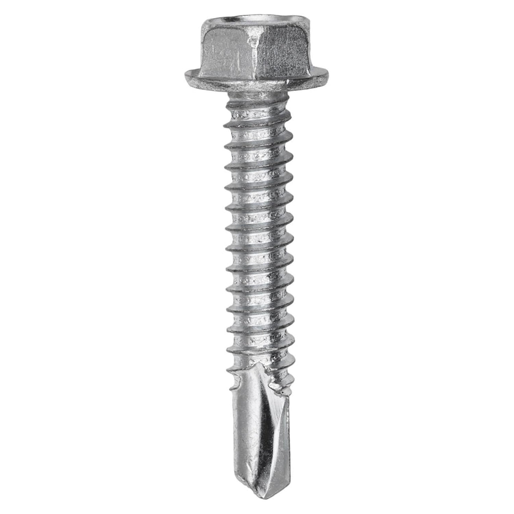 Auveco 11916 #14 X 1-1/2in. Indented Hex Washer Head Number 3 Super Teks Zinc