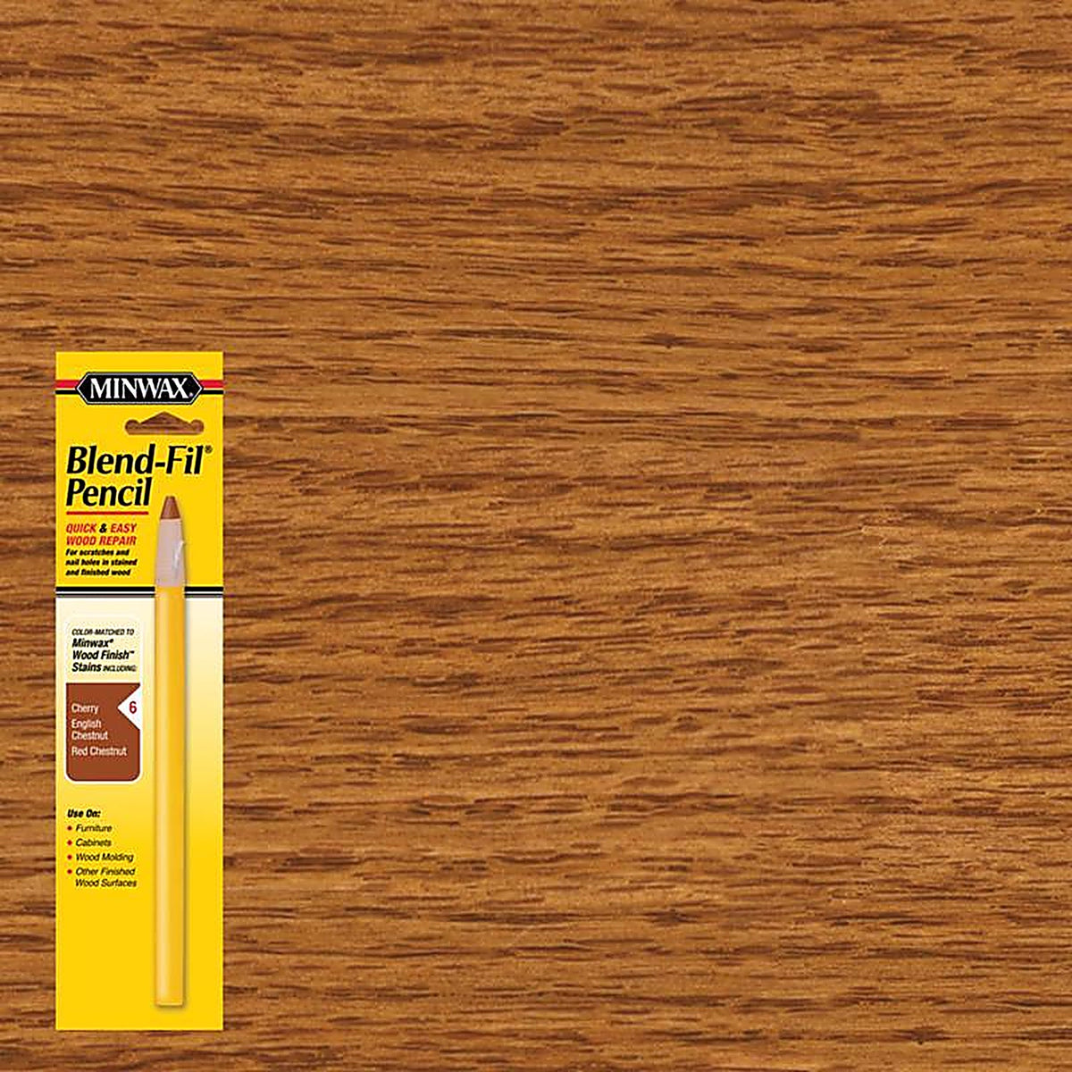 Minwax 110066666 Blend-Fil No. 6 Cherry, Chestnut, English Chestnut, Red Walnut Wood Pencil 1 oz