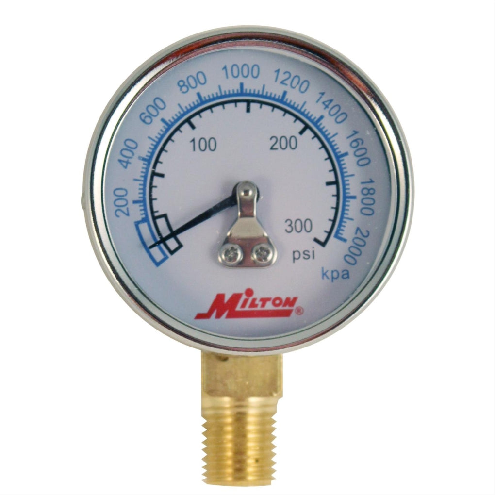 Milton 1195 Gage 1/4in. NPT, 0-300 PSI Bottom Mount