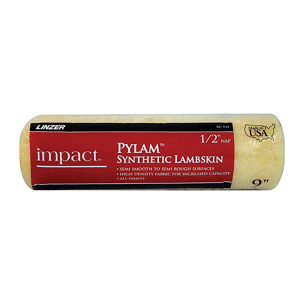Linzer RC144 Impact Pylam Synthetic Lambskin 9 in. W x 1/2 in. Regular Paint Roller Cover 1/Pack