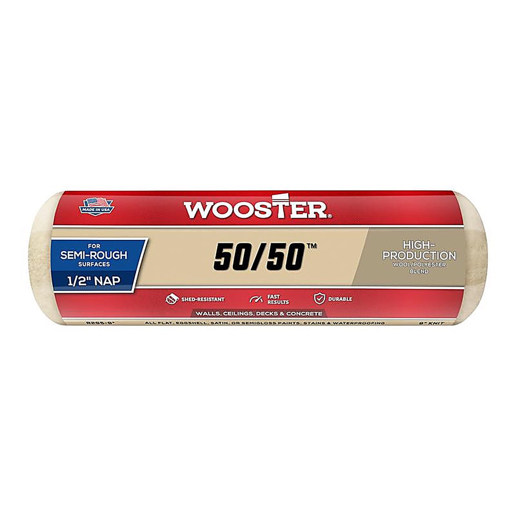 Wooster R295-9 50/50 Lambswool Polyester 9 in. W x 1/2 in. Paint Roller Cover 1/Pack