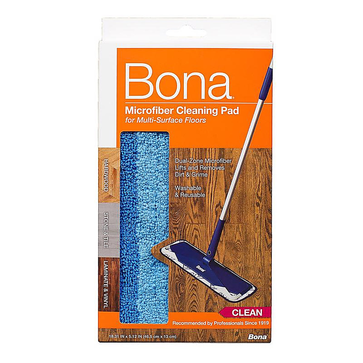Bona AX0003053 Microplus 15 in. Flat Microfiber Deep Clean Pad 1 pk