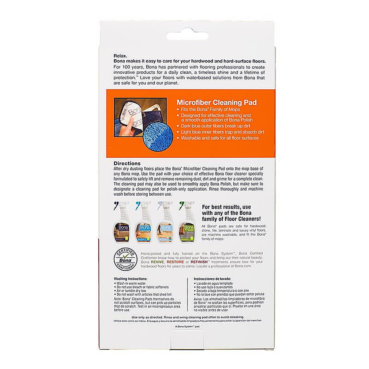Bona AX0003053 Microplus 15 in. Flat Microfiber Deep Clean Pad 1 pk