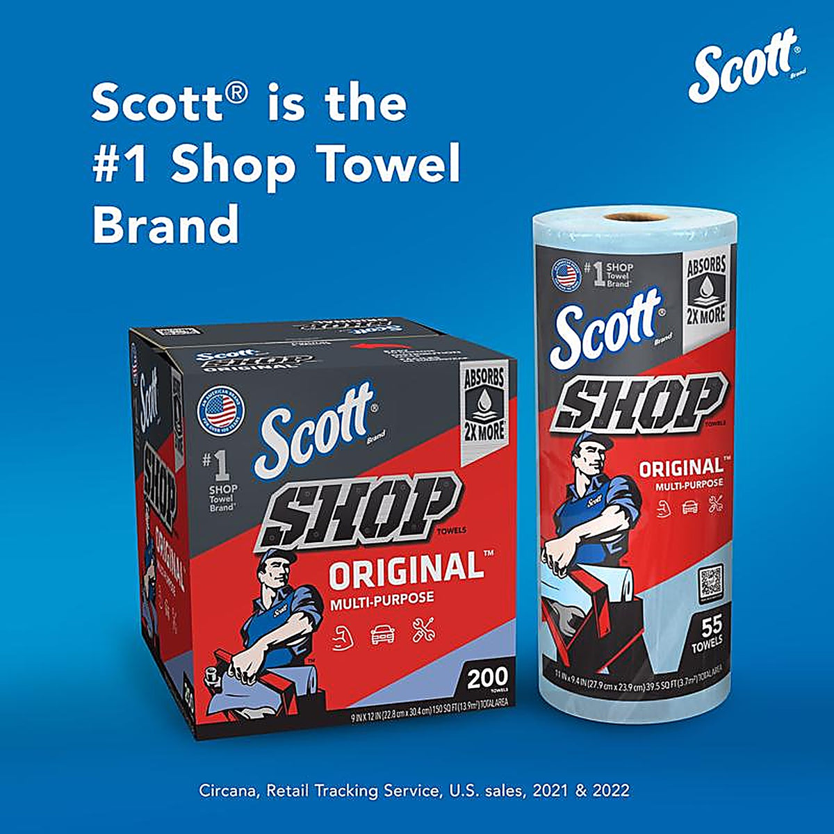 Scott 75130 Original Paper Shop Towels 10.4 in. W X 11 in. L 55 pk