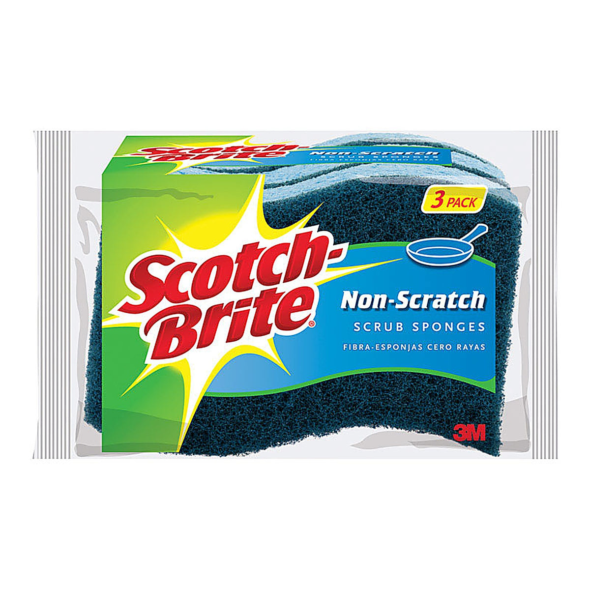 3M MP-3-8-D Scotch-Brite Non-Scratch Sponge For Multi-Purpose 4.4 in. L 3/Pack