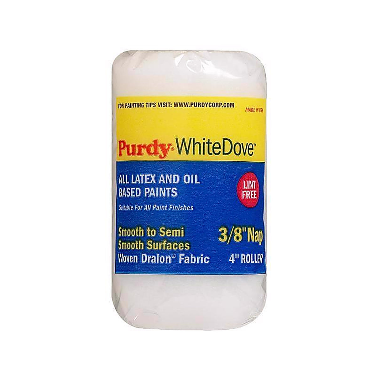 Purdy 140786104 White Dove Woven Dralon Fabric 4 in. W X 3/8 in. Jumbo Mini Paint Roller Cover 1 pk