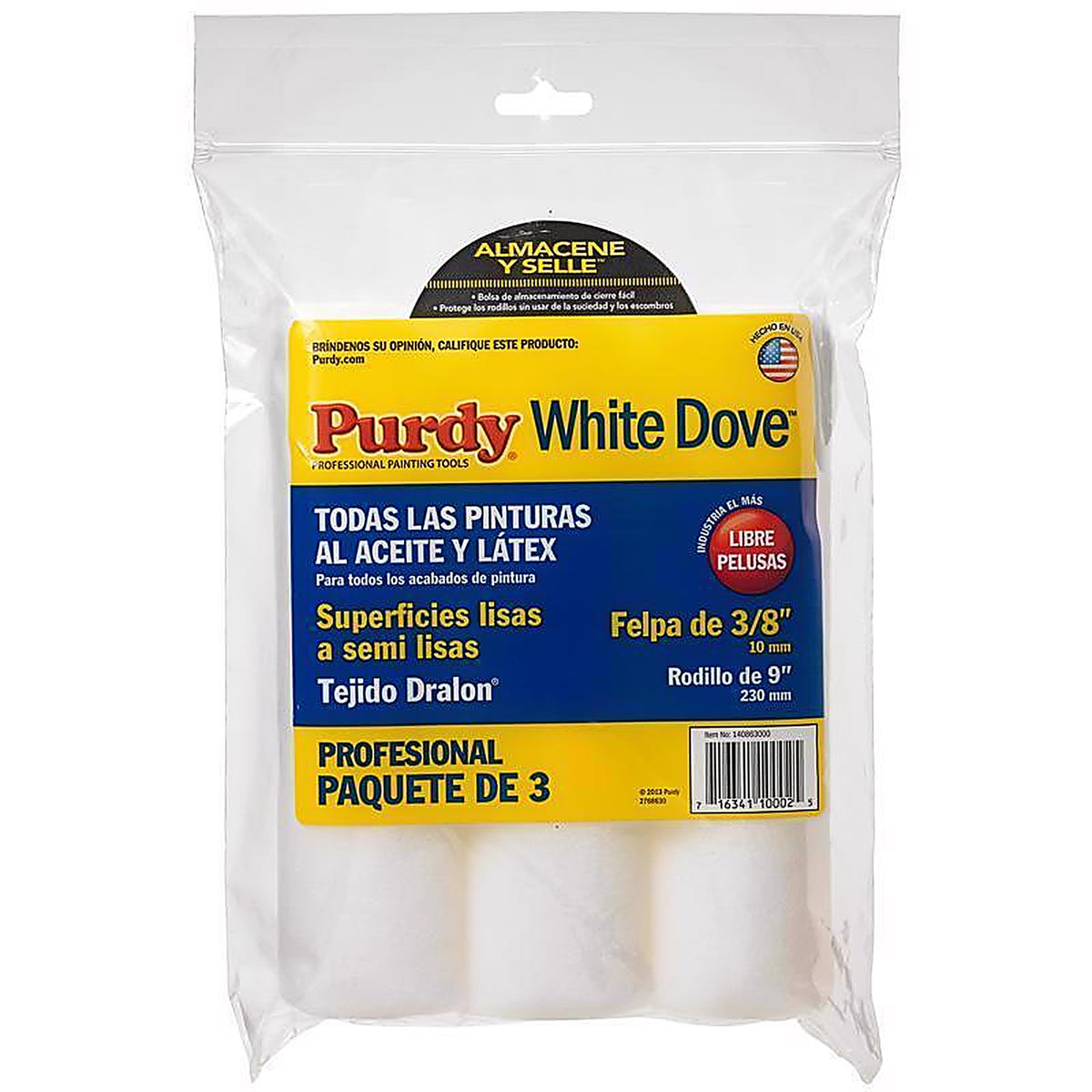 Purdy 14E863000 White Dove Polypropylene 9 in. W X 3/8 in. S Paint Roller Cover 3 pk