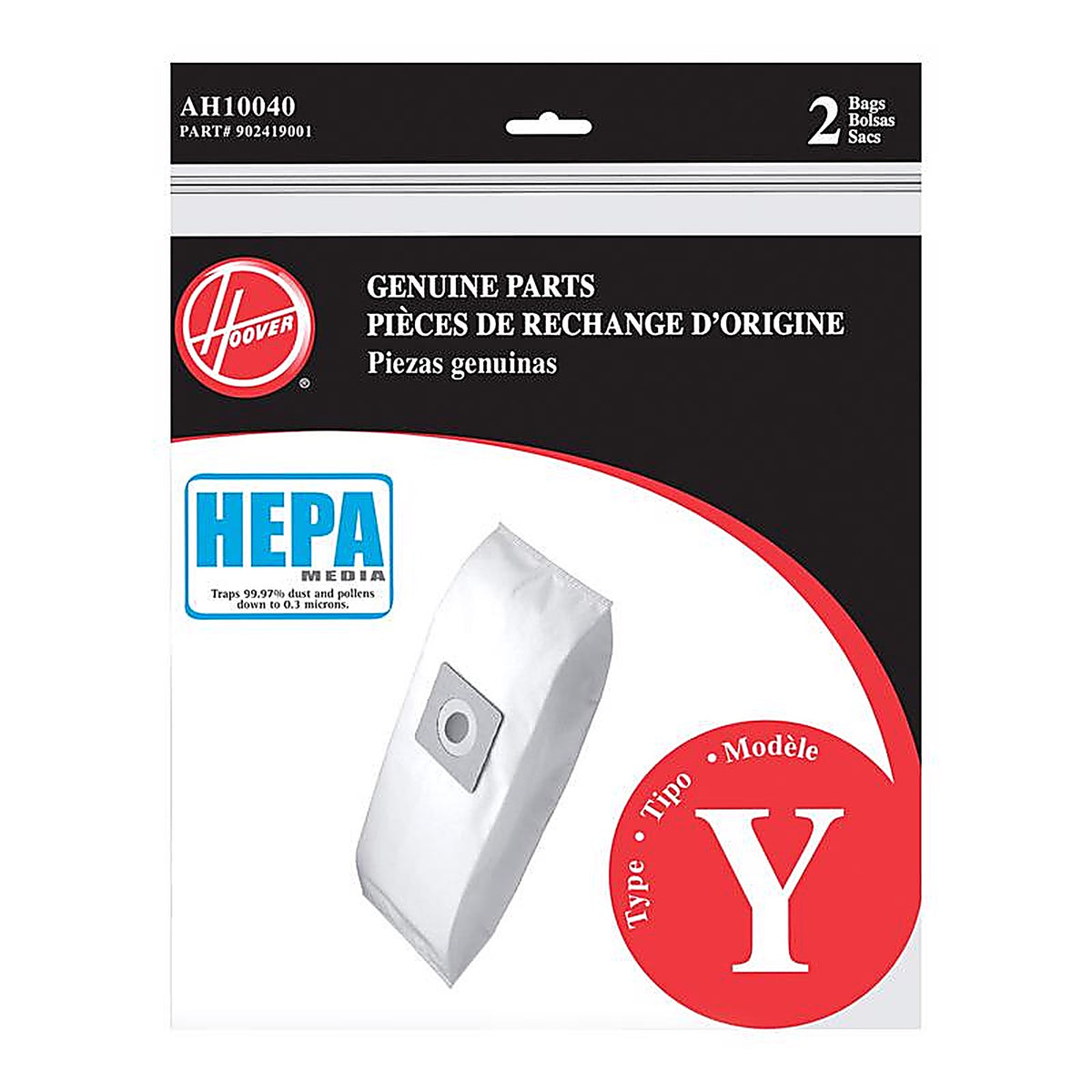 Hoover - AH10040 - Hepa Vacuum Bag 2 Pack Type Y