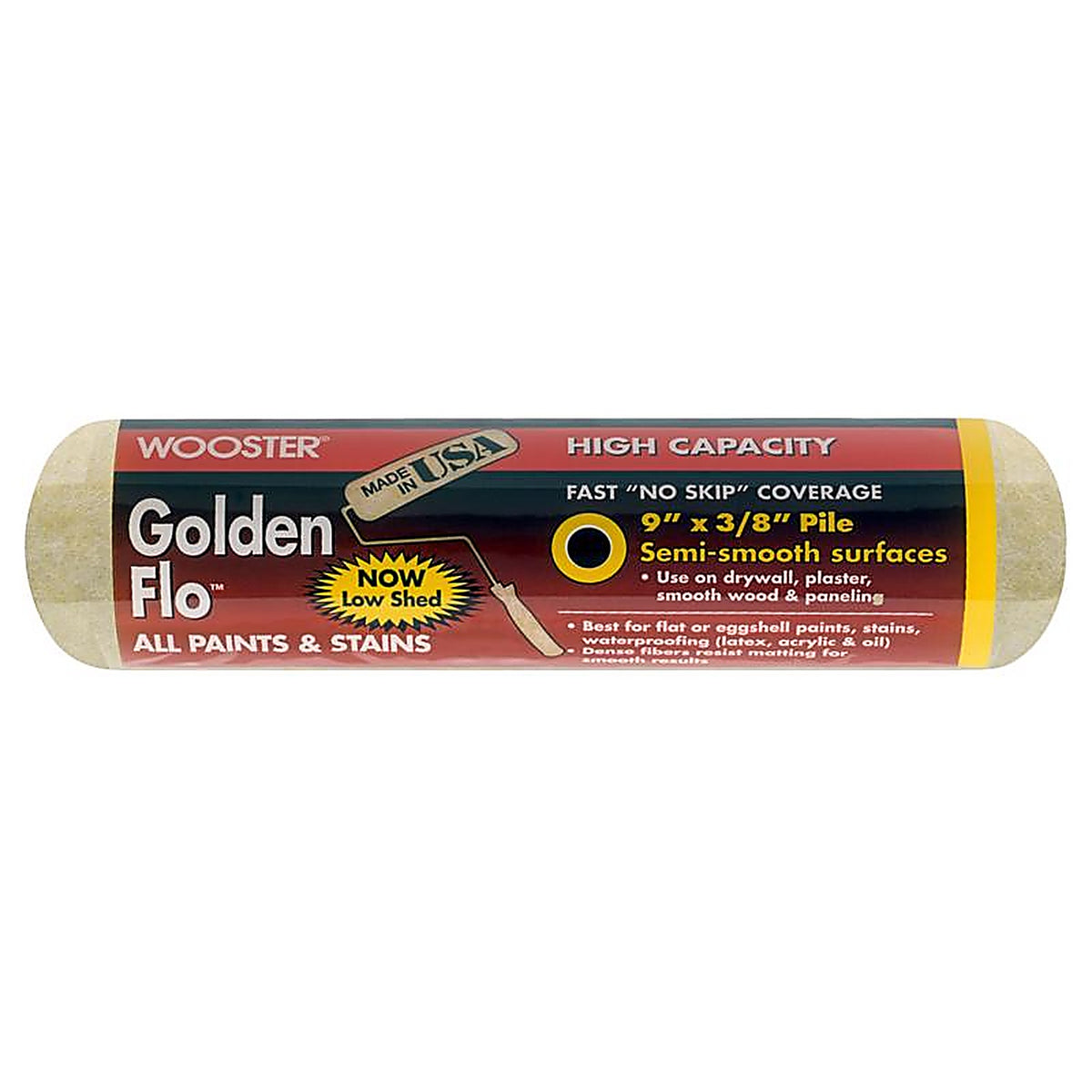 Wooster RR660-9 Golden Flo Fabric 9 in. W x 3/8 in. Paint Roller Cover 1/Pack