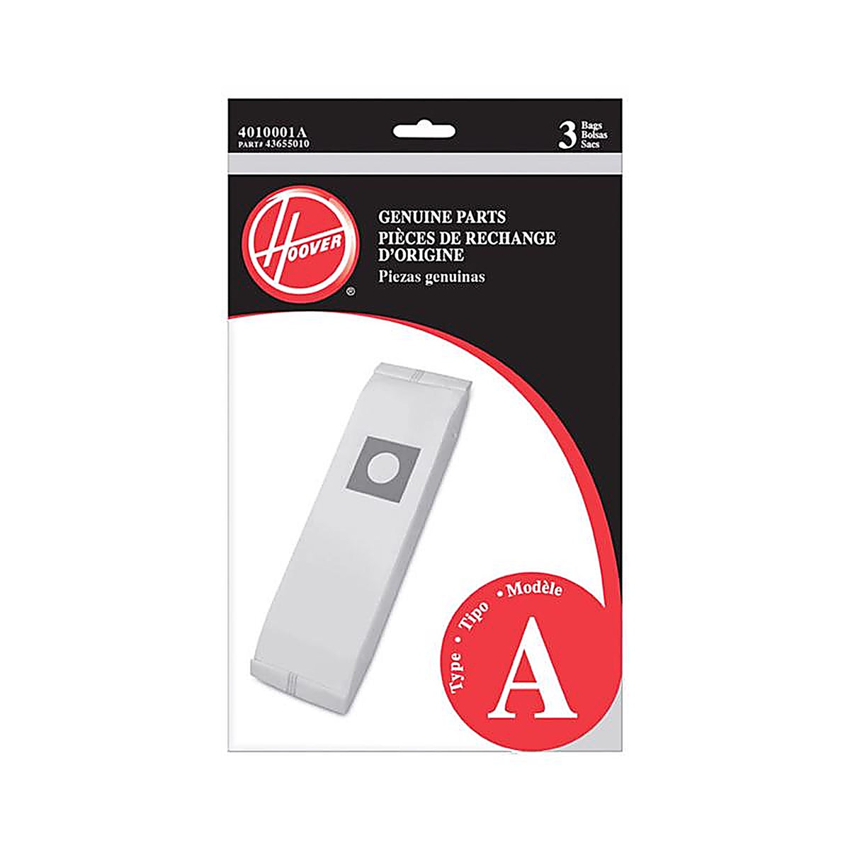 Hoover - 4010001A - Vacuum Bag for Bag 3 Pack Type a