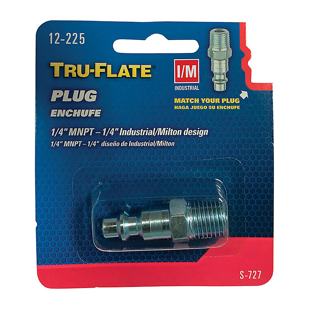 Tru-Flate TRFL12225 Steel Air Plug 1/4 in. Male 1 pc