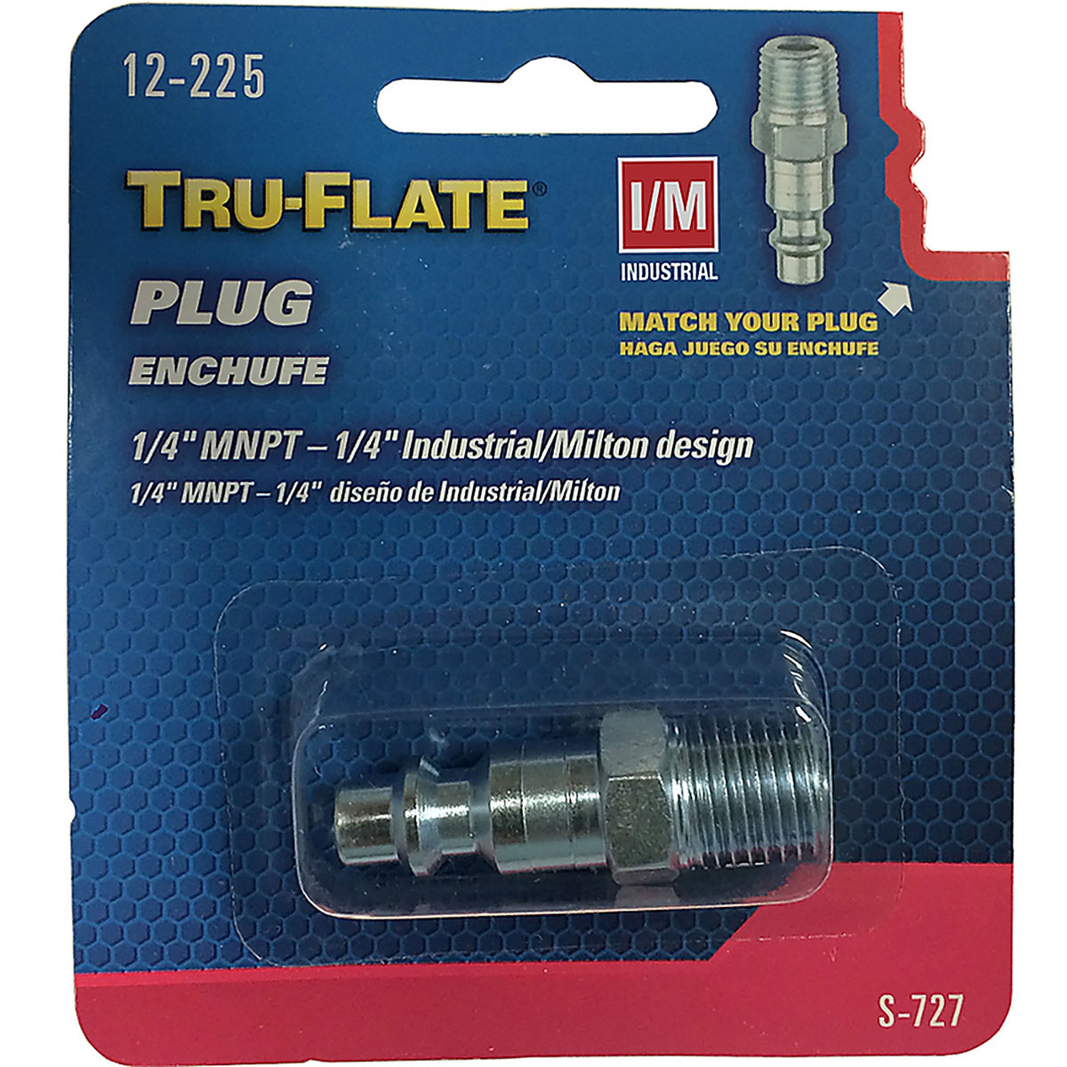 Tru-Flate TRFL12225 Steel Air Plug 1/4 in. Male 1 pc