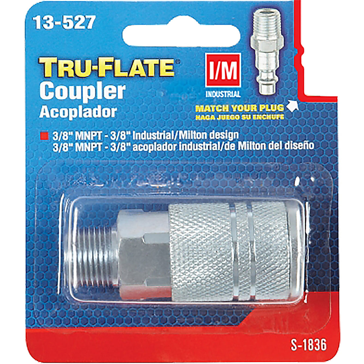 Tru-Flate TRFL13527 Steel Quick Change Coupler 3/8 in. Male 1 pc