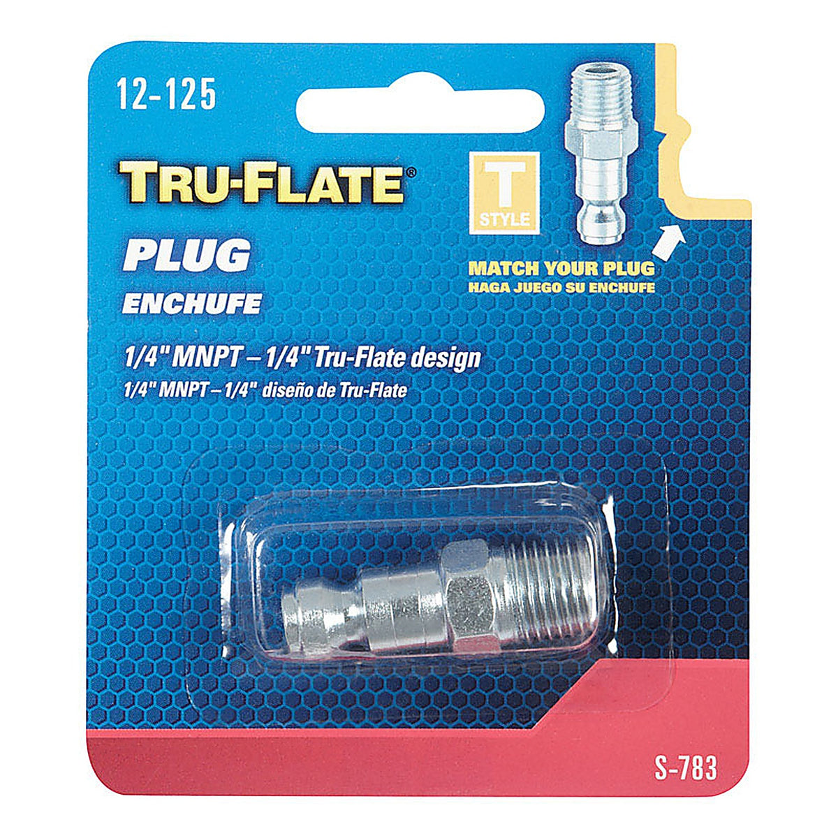 Tru-Flate TRFL12125 Steel Air Plug 1/4 in. Male 1 pc