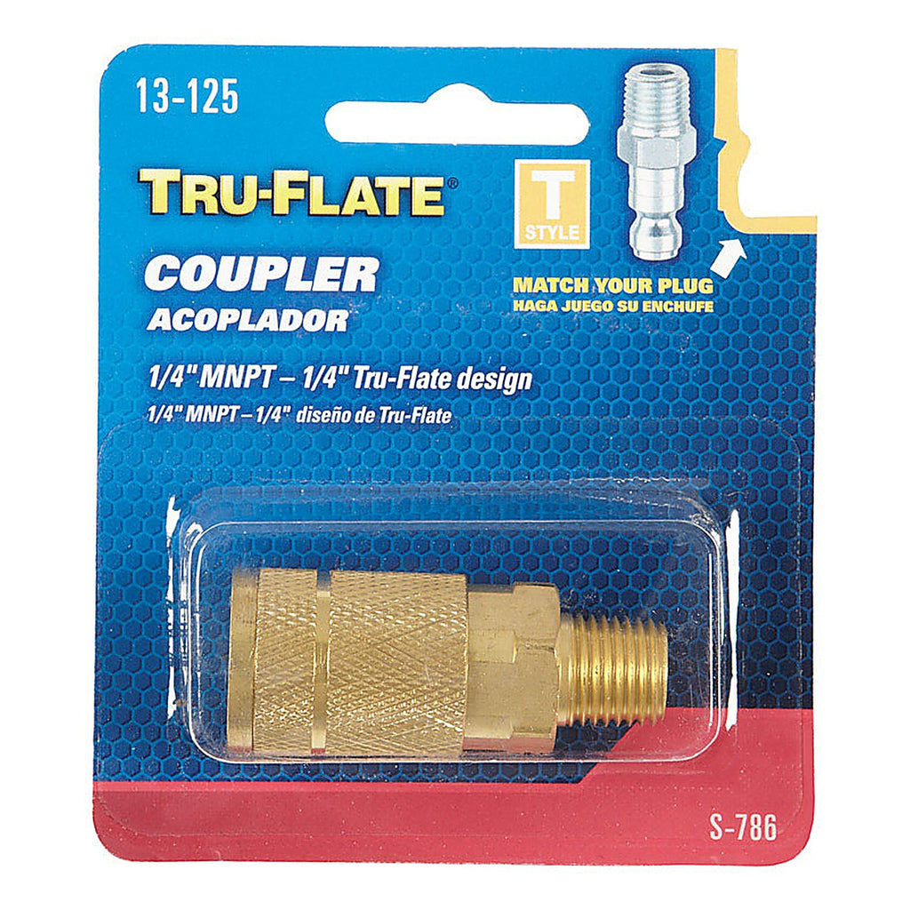 Tru-Flate TRFL13125 Brass Quick Change Coupler 1/4 in. Male 1 pc