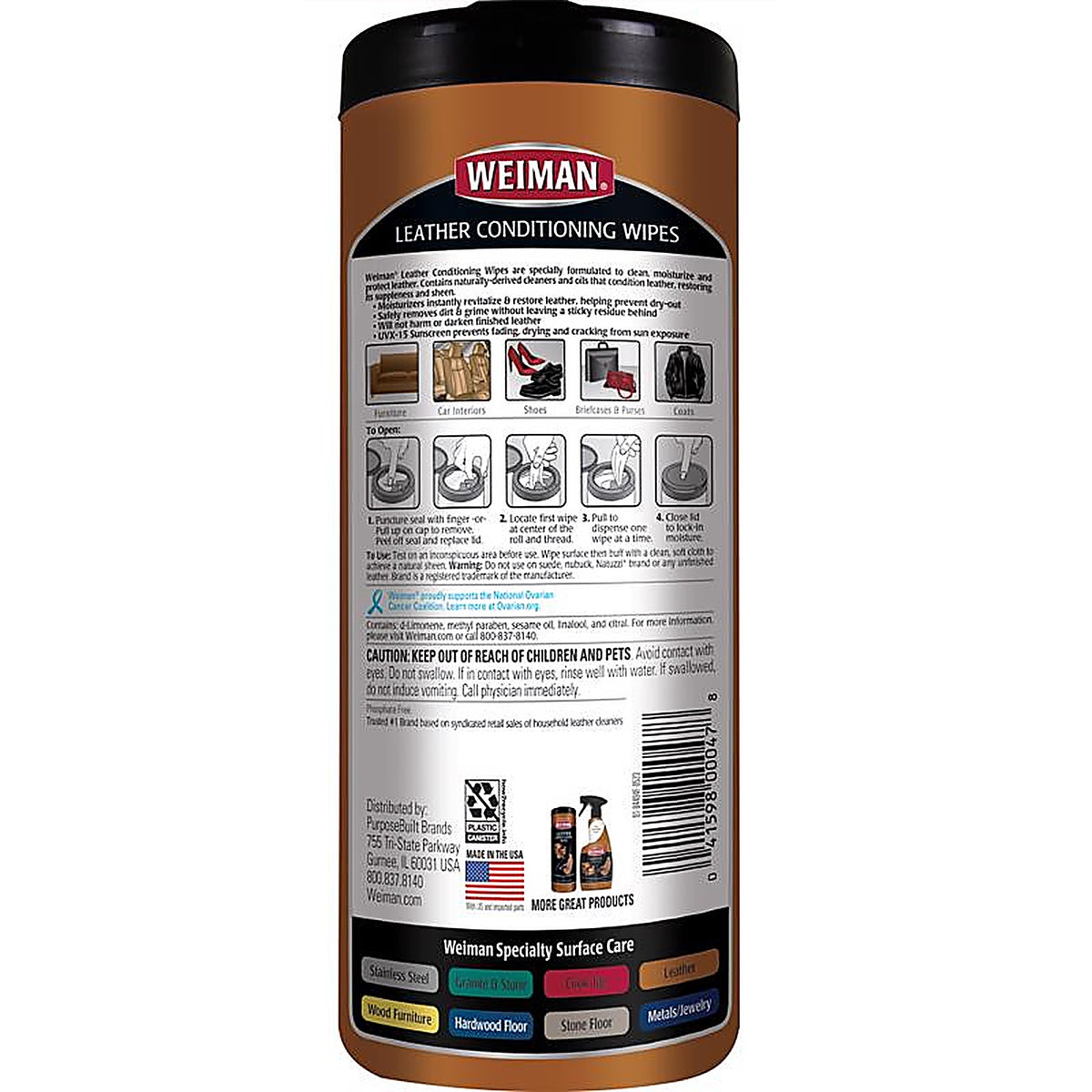 Weiman - 91 - Lemon Scent Leather Wipes 30 Pack Wipes