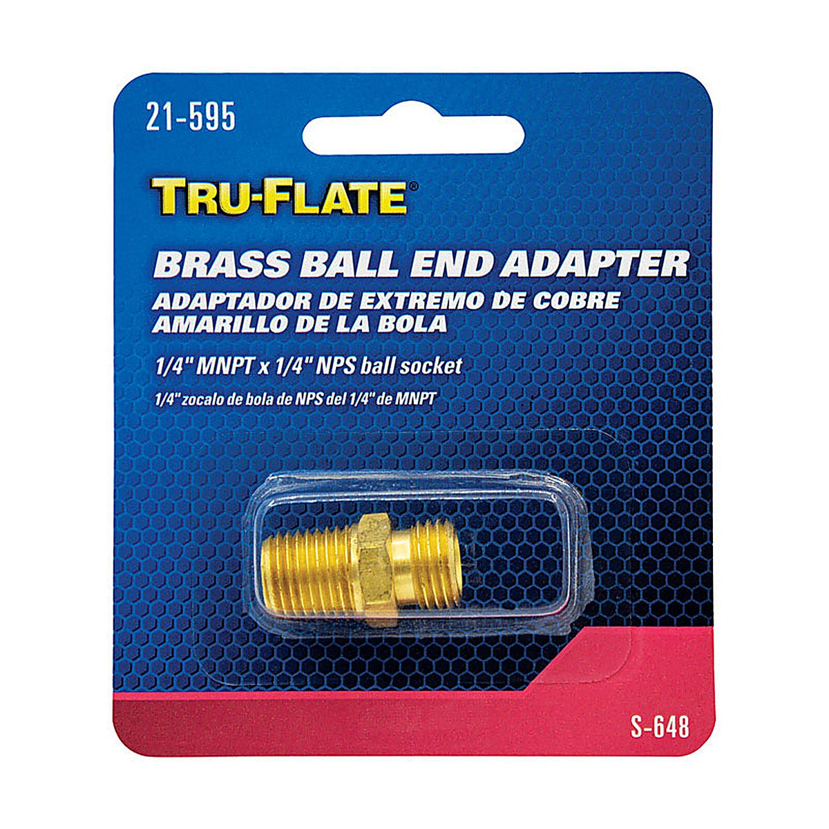 Tru-Flate TRFL21595 Brass Ball-End Adapter 1/4 in. Male 1 pc