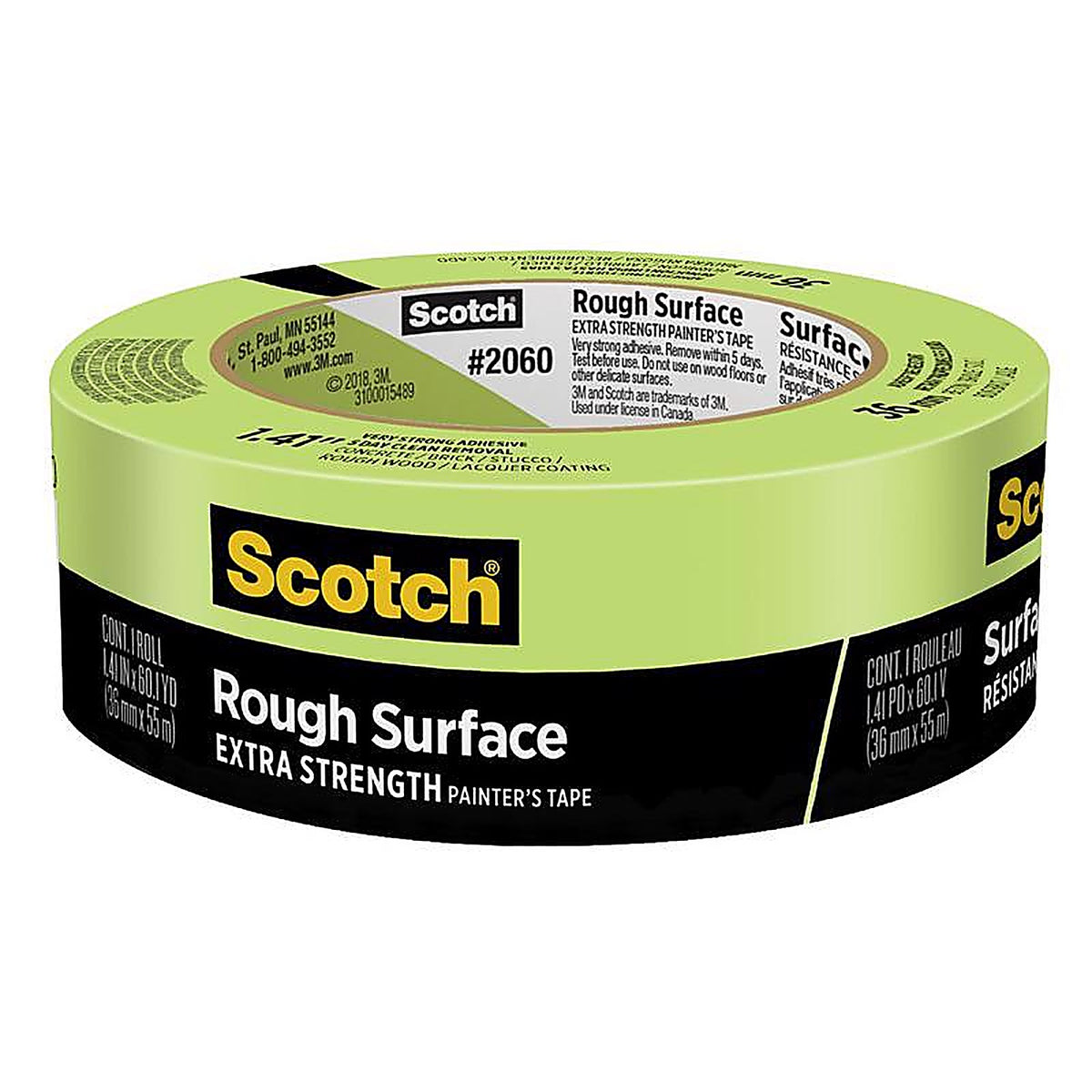 3M 2060-36AP Scotch 1.41 in. W x 60.1 yd. L Green Medium Strength Masking Tape 1/Pack