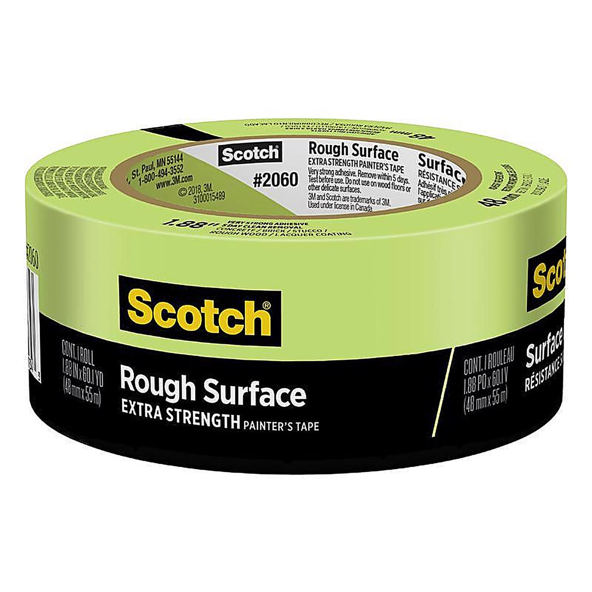 3M 2060-48MP Scotch 1.88 in. W x 60.1 yd. L Green Low Strength Masking Tape 1/Pack