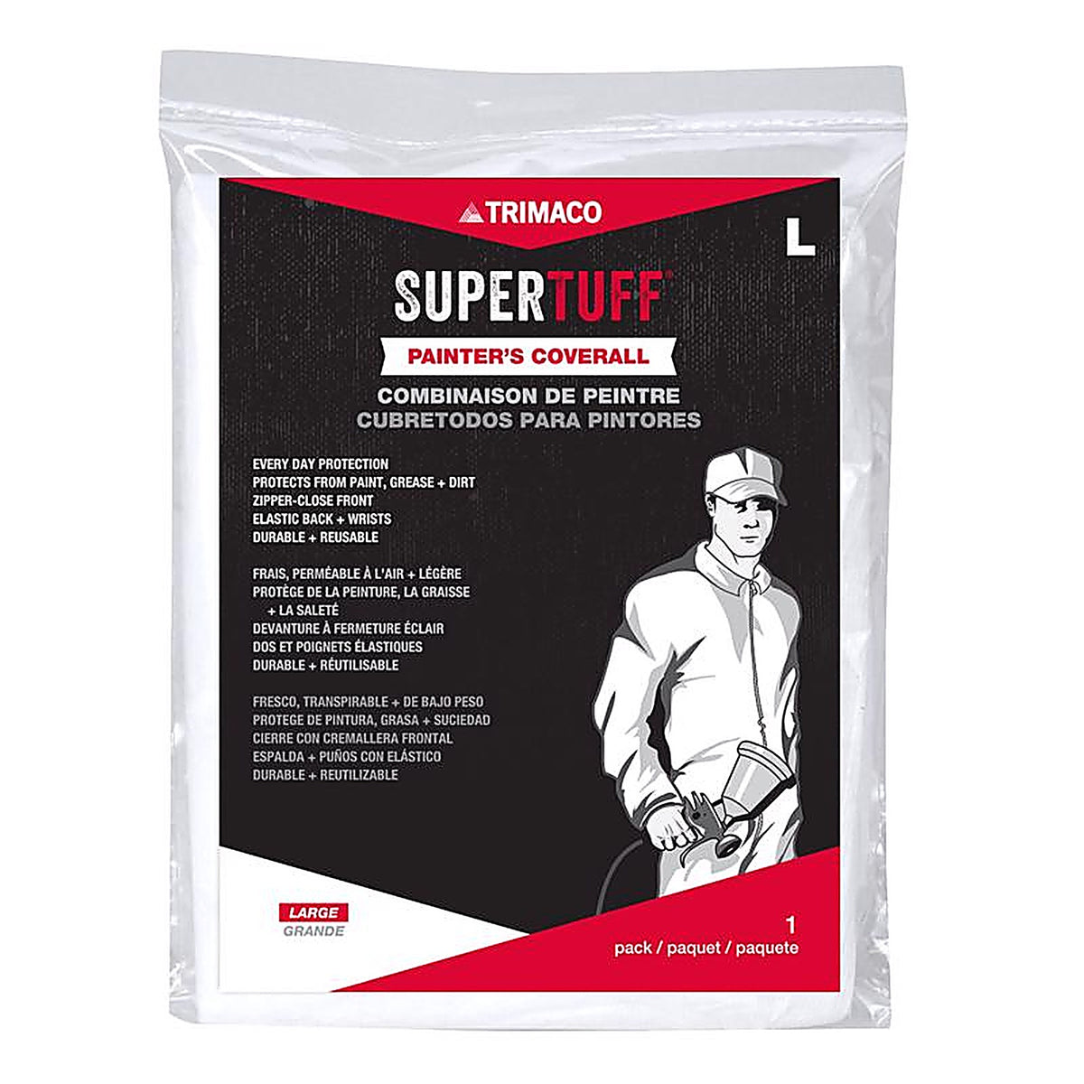 Trimaco 9903 SuperTuff Polypropylene Coveralls White L 1/Pack
