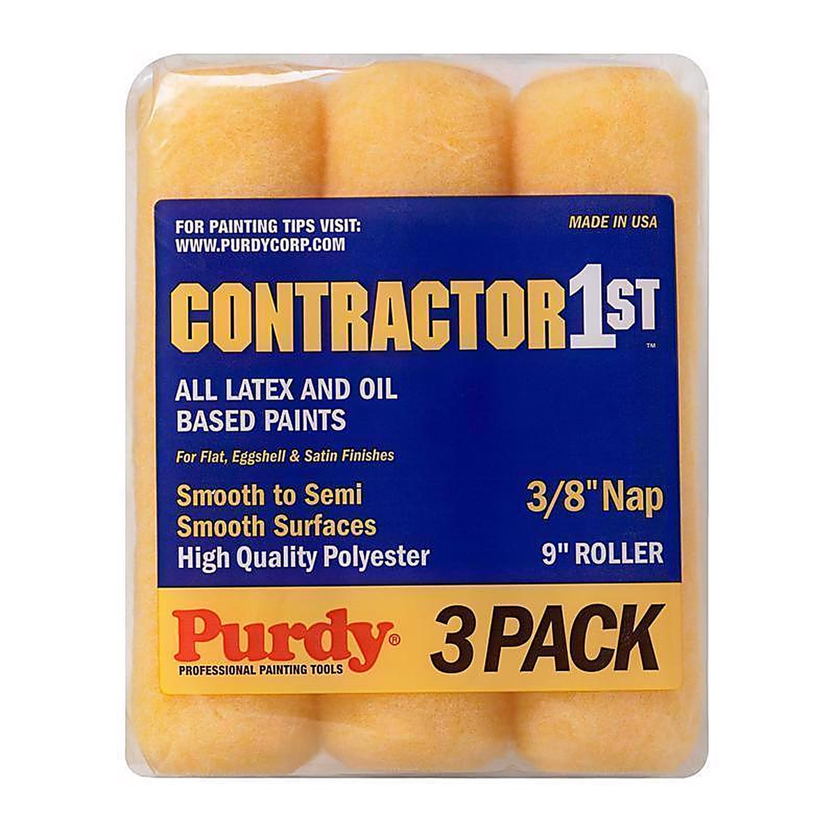 Purdy 14E867000 Contractor 1st Polyester 9 in. W X 3/8 in. S Paint Roller Cover 3 pk