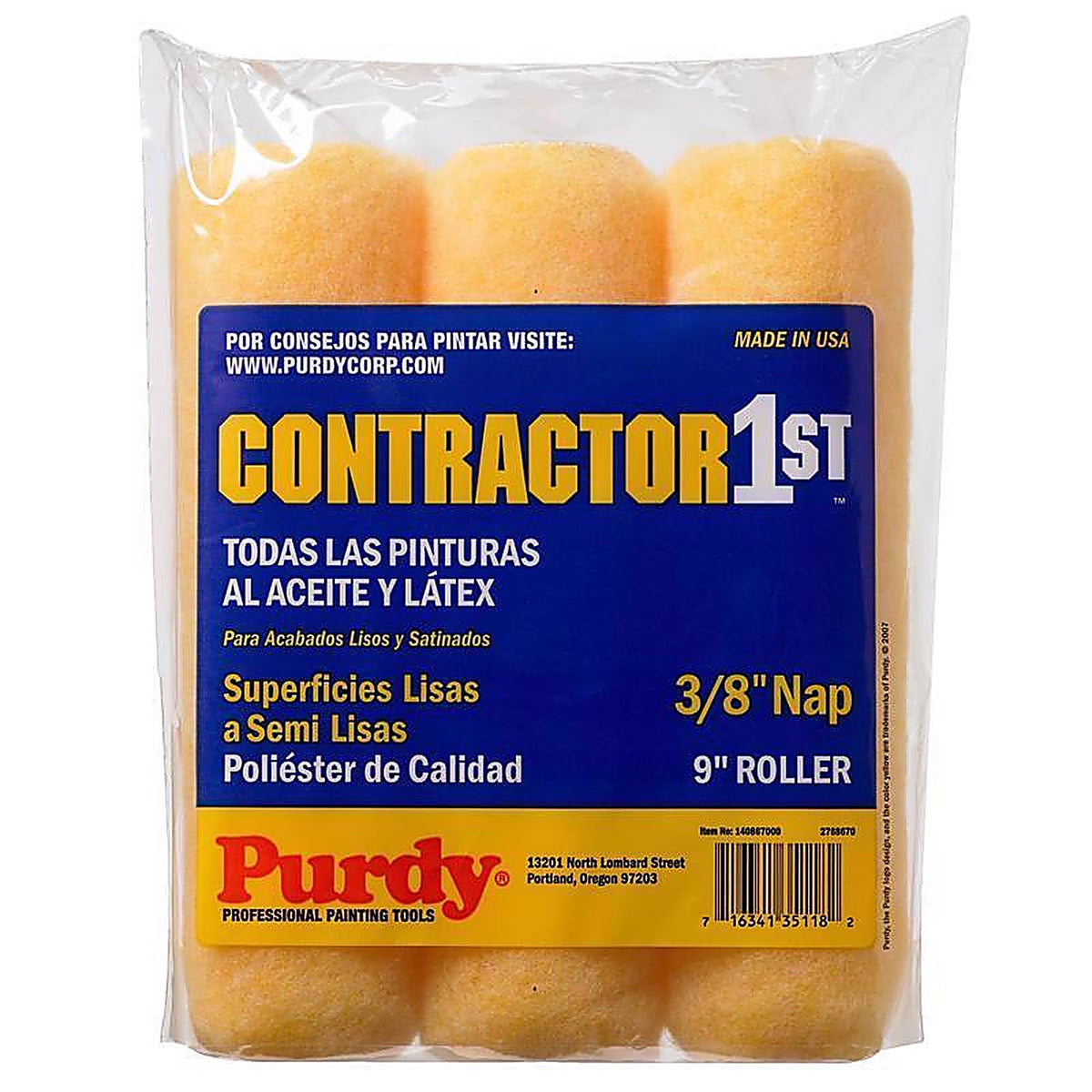 Purdy 14E867000 Contractor 1st Polyester 9 in. W X 3/8 in. S Paint Roller Cover 3 pk