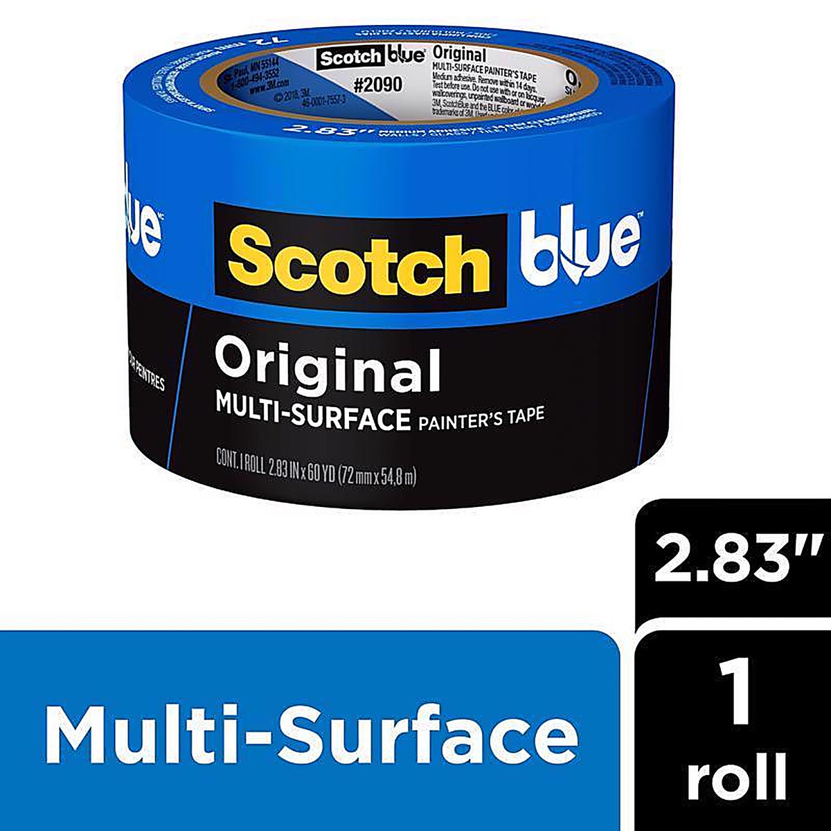3M 2090-72NC ScotchBlue 2.83in. W x 60yd. L Blue Medium Strength Original Painters Tape
