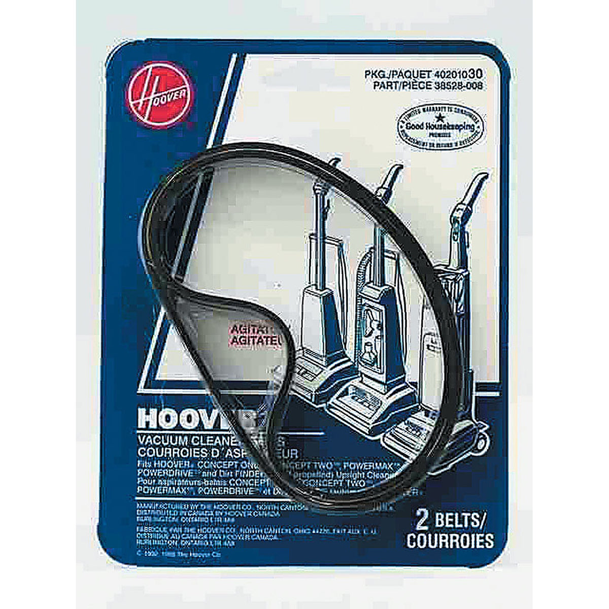 Hoover - 40201030 - Vacuum Belt for Fits Hoover Convertible Decade 30 2 Pack 30 Flat Belts