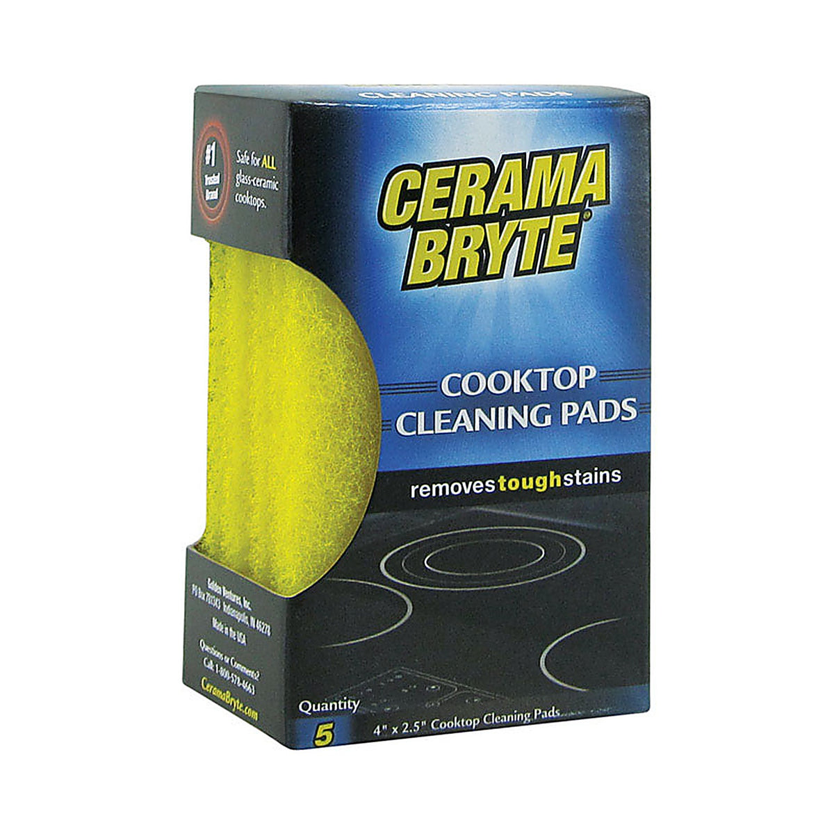 Cerama Bryte - 28512 - Delicate, Light Duty Cleaning Pad for Cooktop 4 In. L 5 Pack