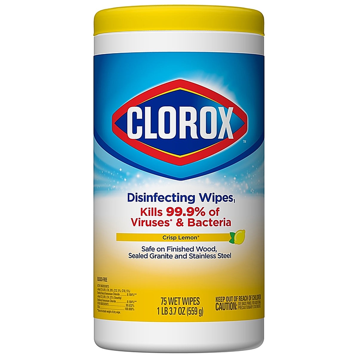 CLOROX 01628 Clorox Lemon Fresh Scent Disinfecting Wipes 75 pk