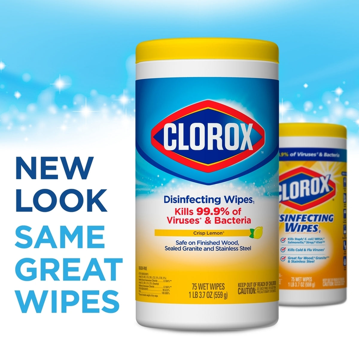 CLOROX 01628 Clorox Lemon Fresh Scent Disinfecting Wipes 75 pk