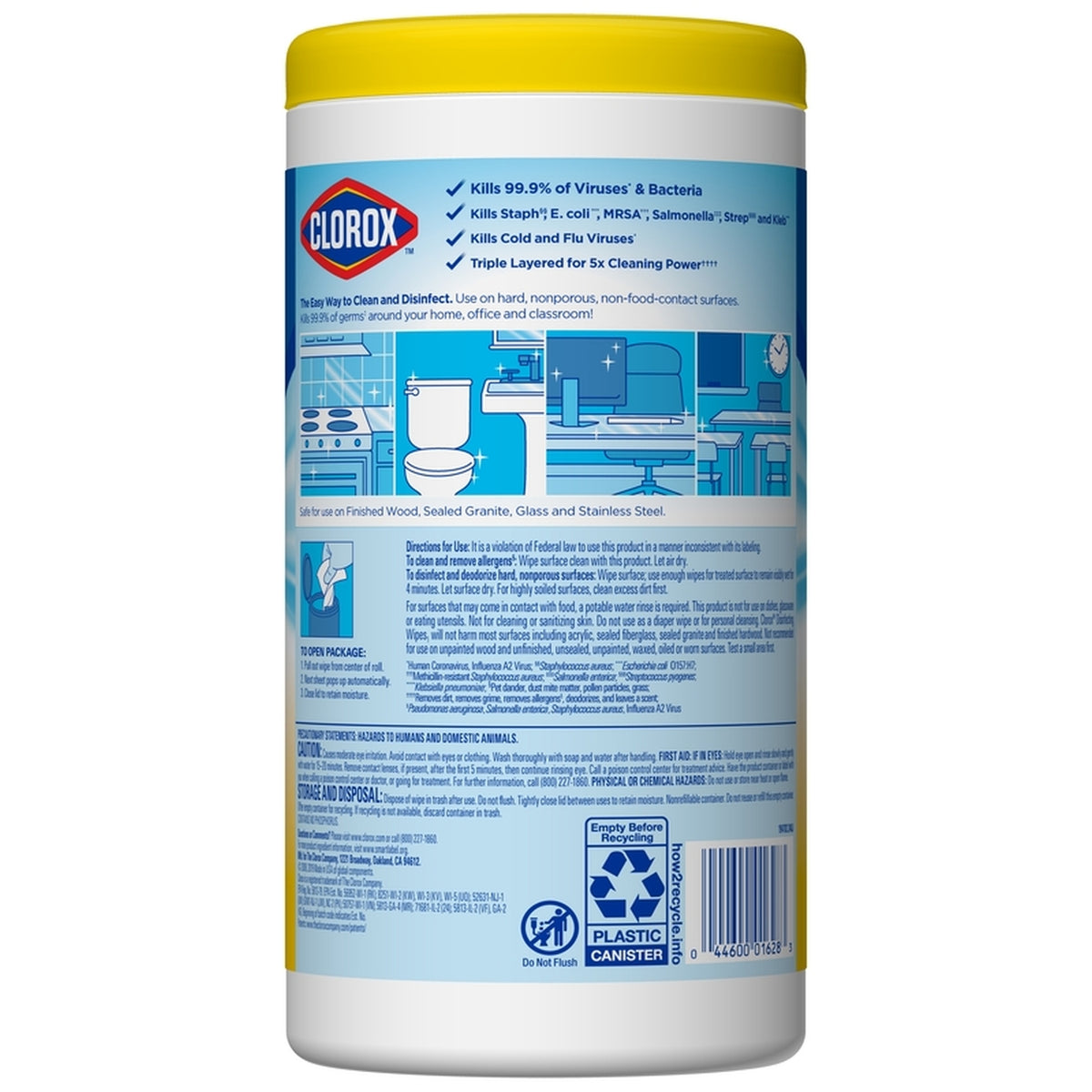 CLOROX 01628 Clorox Lemon Fresh Scent Disinfecting Wipes 75 pk